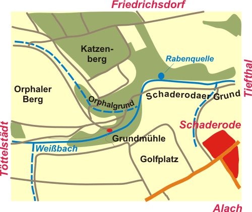 Lageskizze der Grundmühle (Grafik: E. Schön)