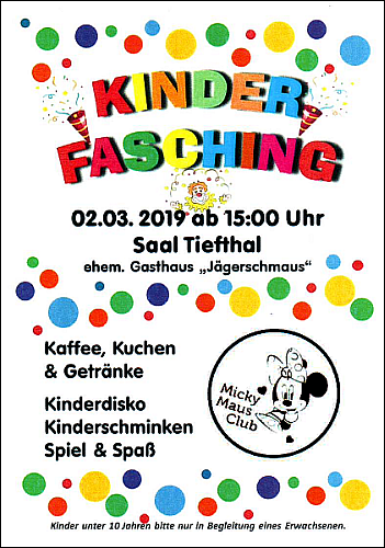 Einlandung zum Kinderfasching