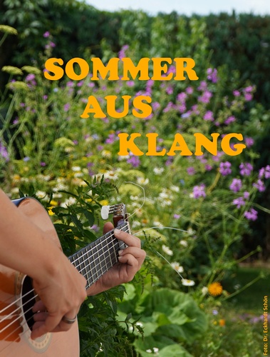 Plakatmotiv: Gitarrenspielerin vor Sommerblumen