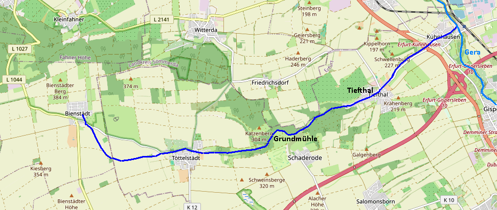 Verlauf des Weißbachs (Karte: OpenStreetMap.org)